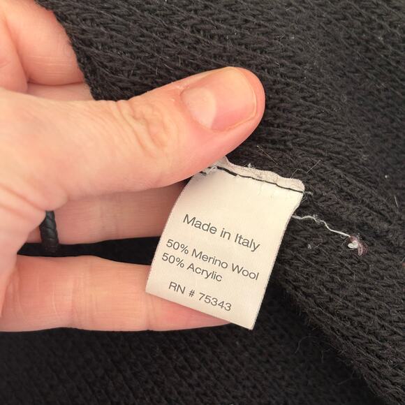 Solo Tu Cardigan Sweater Womens Medium Wool Collar Button Italy Witchy‎ READ - Picture 10 of 11